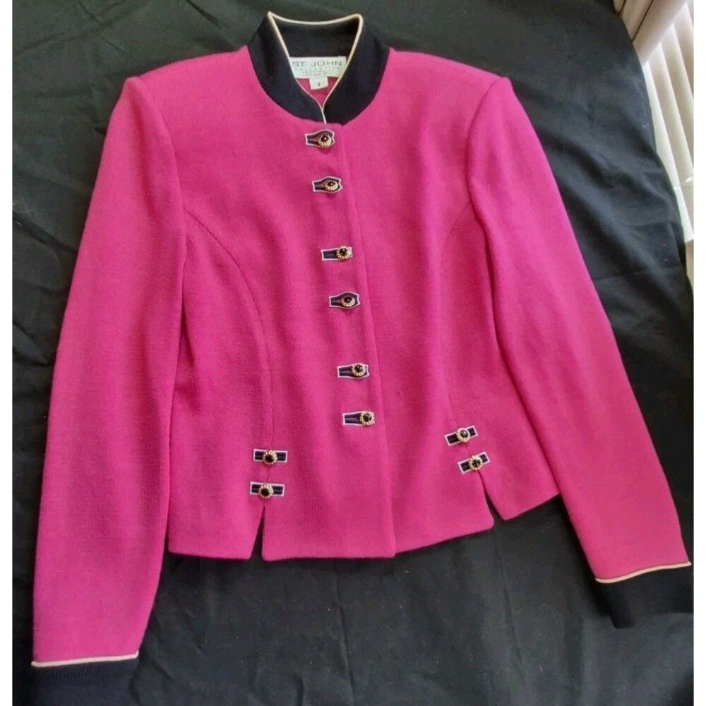 Vtg St John Collection by Marie Gray Knit Jacket Womens Size 2 Wool Blend USA